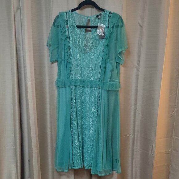 torrid Dresses & Skirts - NWT Torrid Size 2 Teal Lace Mesh Skater Dress
